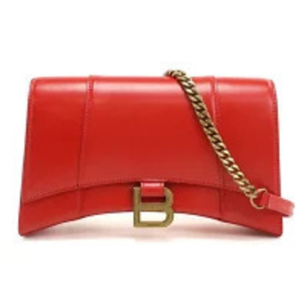 Balenciaga Crossbody Bag Hourglass Chain Leather Red
